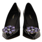 Elegant Patent Leather Pumps with Purple Crystals