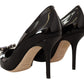 Elegant Patent Leather Pumps with Purple Crystals