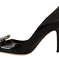 Elegant Patent Leather Pumps with Purple Crystals