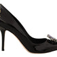 Elegant Patent Leather Pumps with Purple Crystals