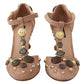 Glamorous Suede T-Strap Pumps with Embellishment