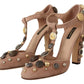 Glamorous Suede T-Strap Pumps with Embellishment