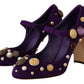Elegant Suede Heels with Jewel Buttons