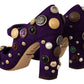 Elegant Suede Heels with Jewel Buttons