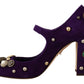 Elegant Suede Heels with Jewel Buttons