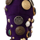 Elegant Suede Heels with Jewel Buttons