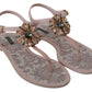 Elegant Pink Crystal Embellished Sandals