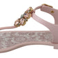 Elegant Pink Crystal Embellished Sandals