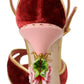 Chic Red Velvet Ankle Strap Sandals