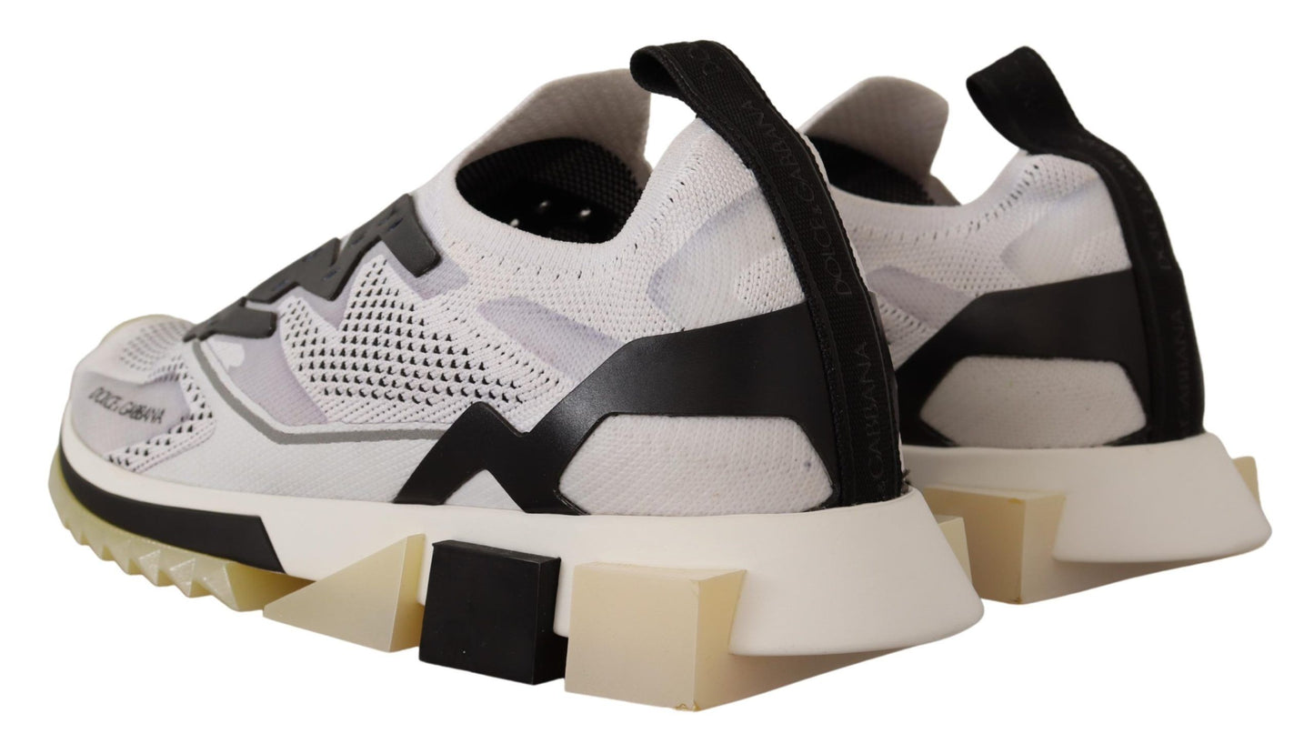Elegant Monochrome Knit Sneakers with Red Accents