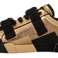 Elegant Gold Black Leather Sneakers