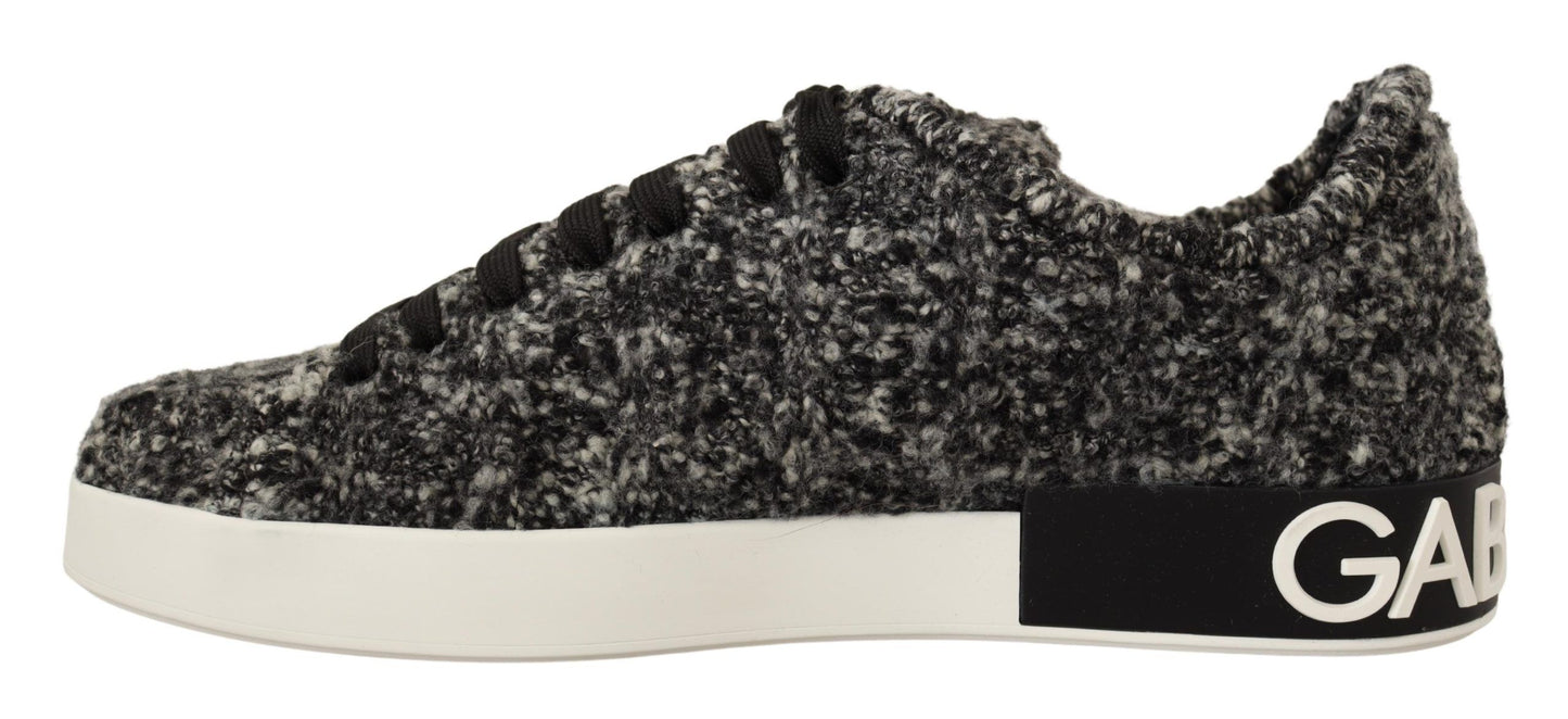 Elegant Monochrome Wool Blend Sneakers