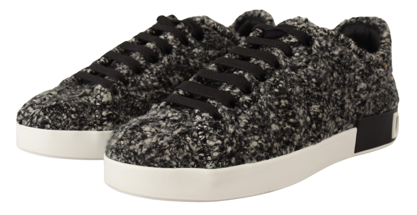 Elegant Monochrome Wool Blend Sneakers