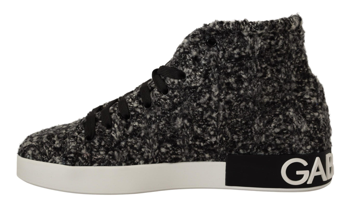Chic Black Wool-Cotton High Top Sneakers