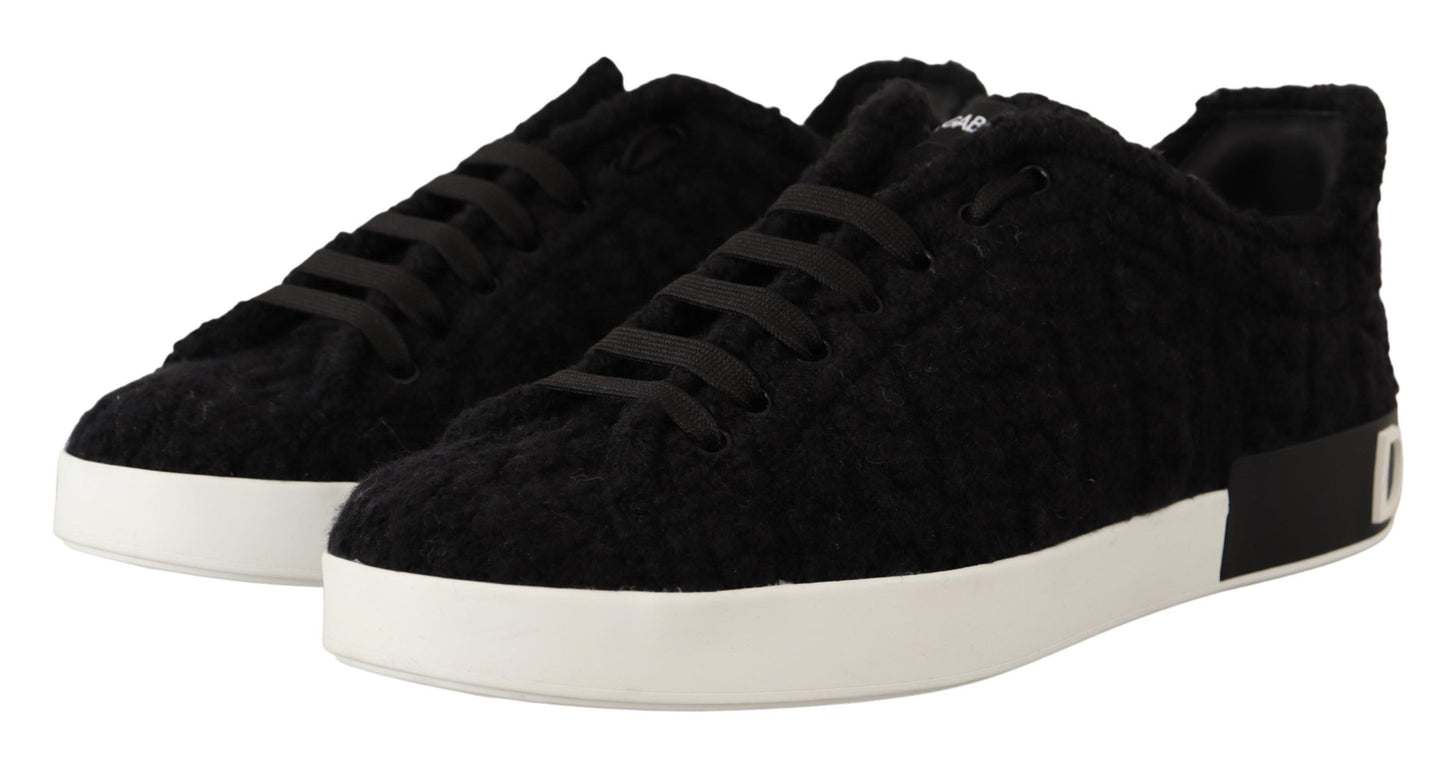 Elegant Monochrome Wool Blend Sneakers