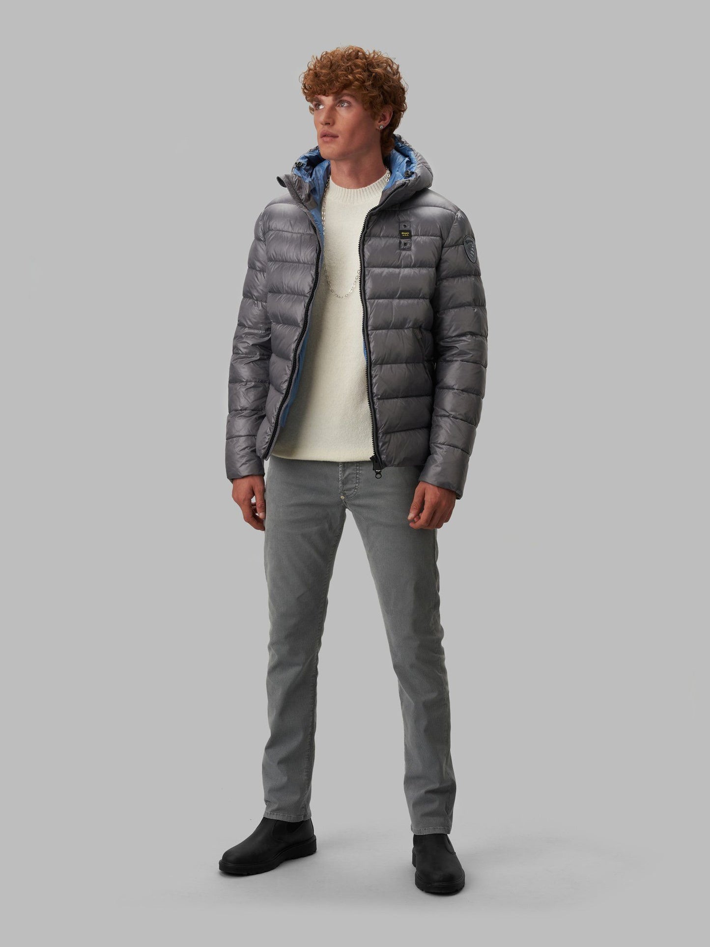 Gray Nylon Men Jacket