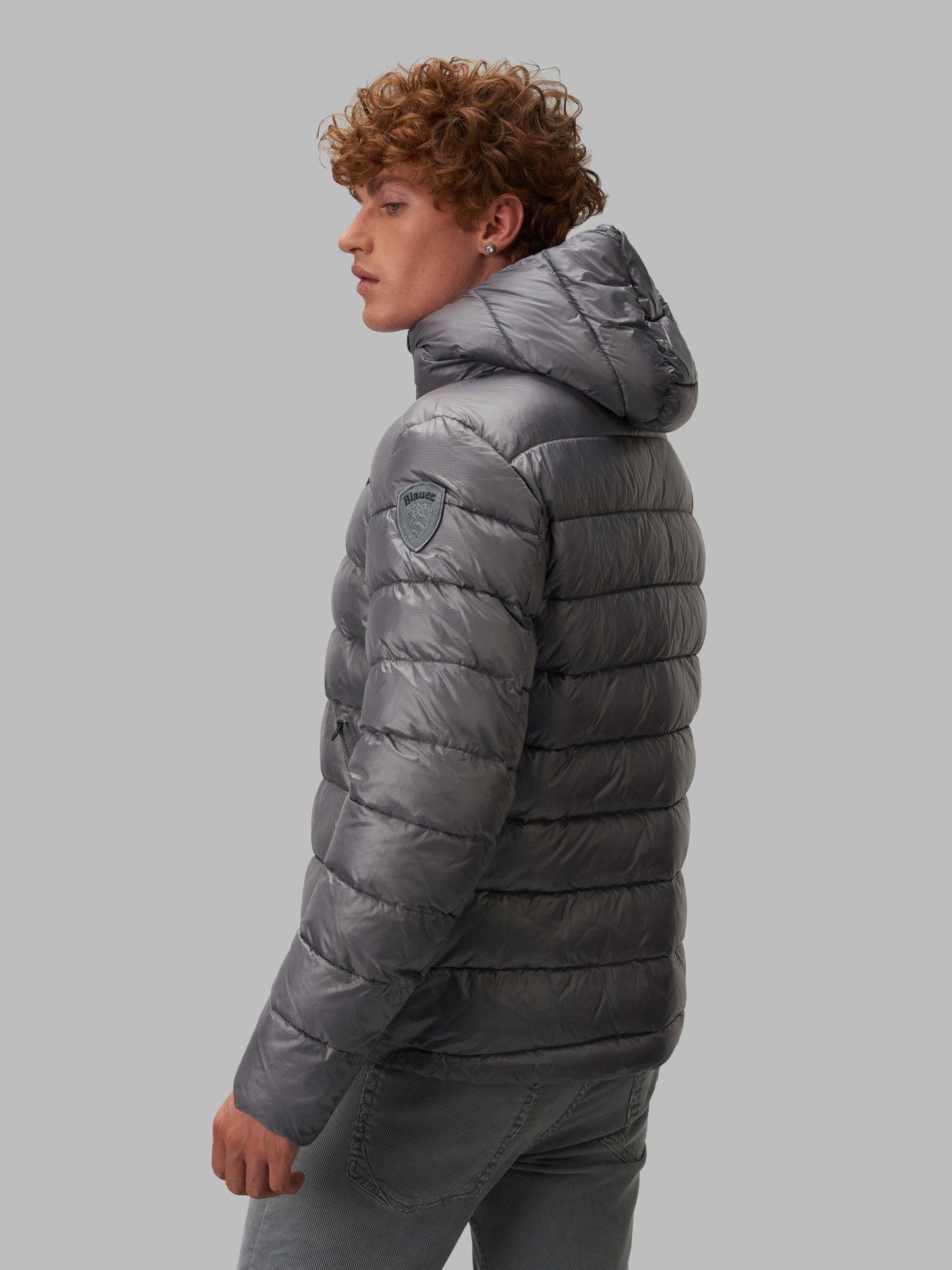 Gray Nylon Men Jacket