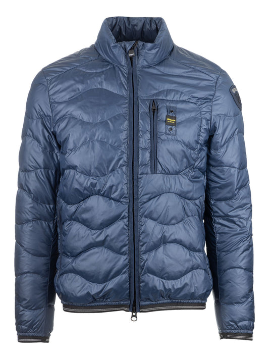 Blue Nylon Men Jacket
