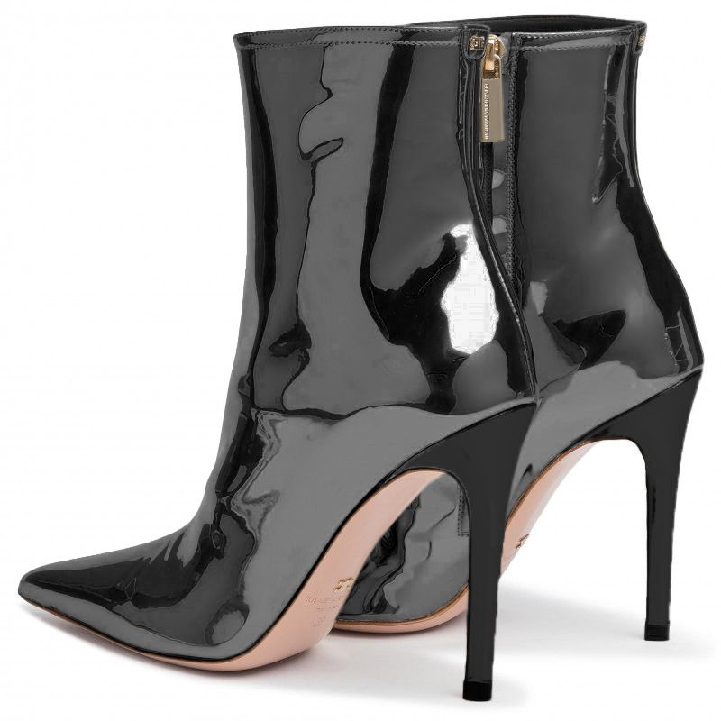 Chic Patent Calfskin Ankle Boots