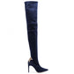 Blue Calfskin Women Boot