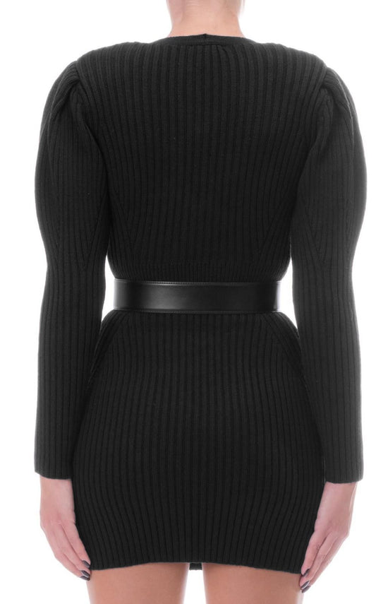 Black Wool Women's Knit Dress