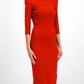 Elegant Red Cocktail Dress with Long Sleeves