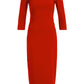 Elegant Red Cocktail Dress with Long Sleeves
