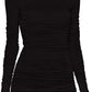 Elegant Maxi Sweater with High Collar & Ruffled Sleeves