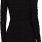 Elegant Maxi Sweater with High Collar & Ruffled Sleeves