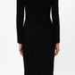 Elegant Long Sleeve Black Viscose Dress with Leopard Details