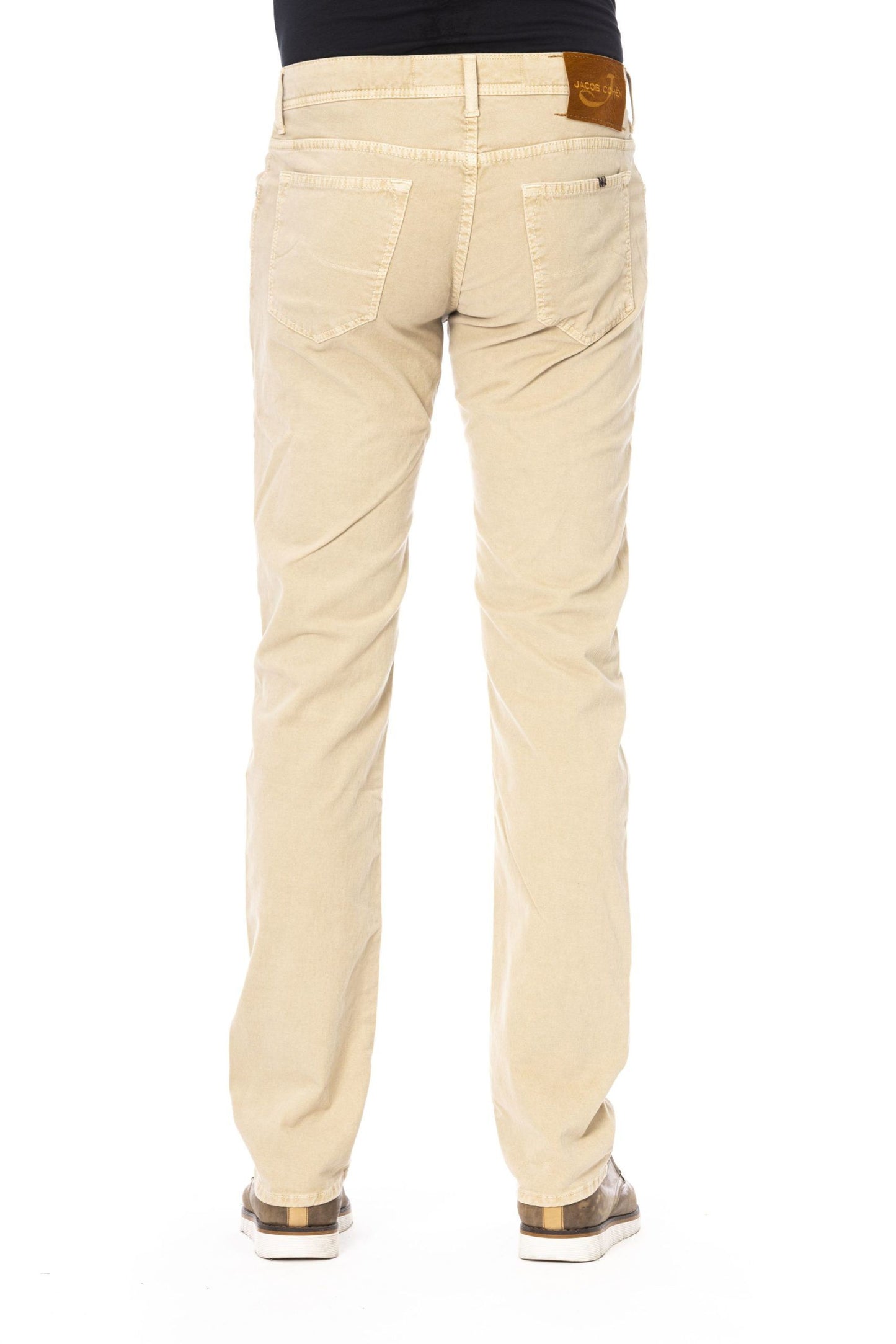 Beige Cotton Men Jeans