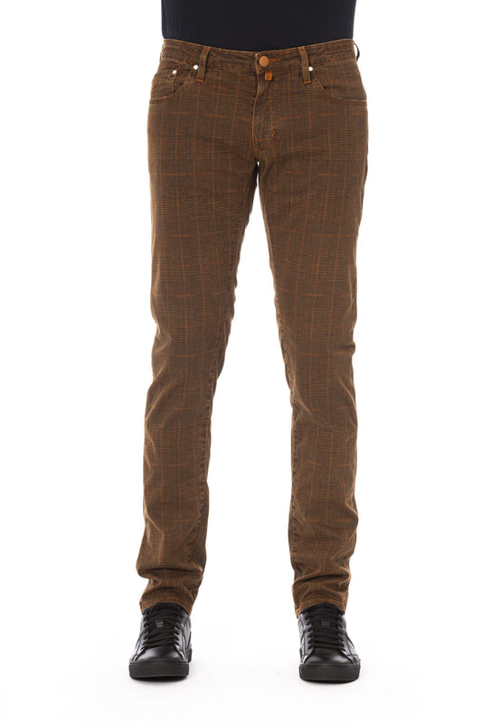 Orange Cotton Men Trouser