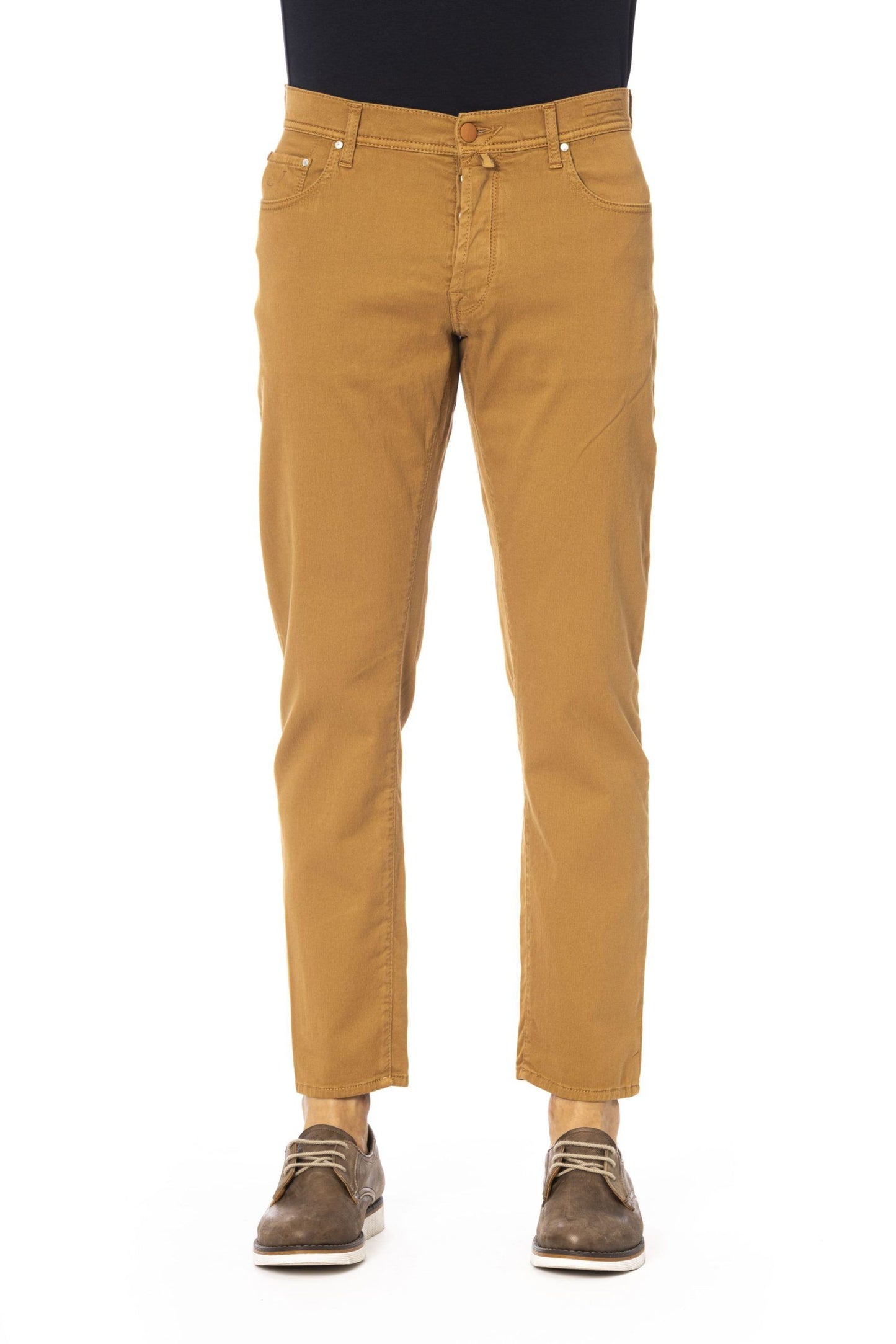 Beige Cotton Men Jean