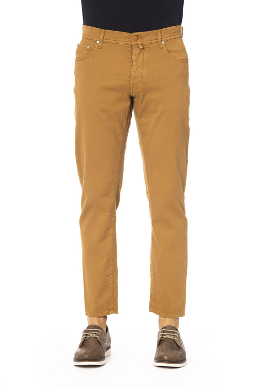 Beige Cotton Men Jean