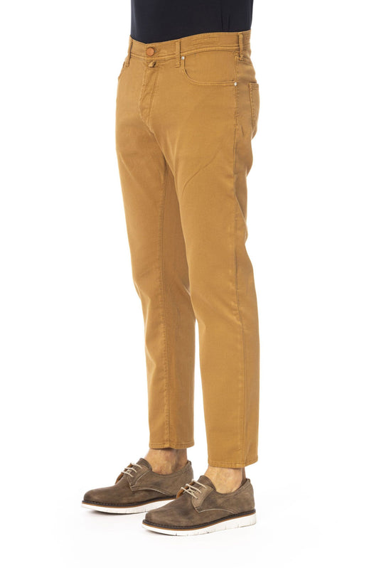 Beige Cotton Men Jean