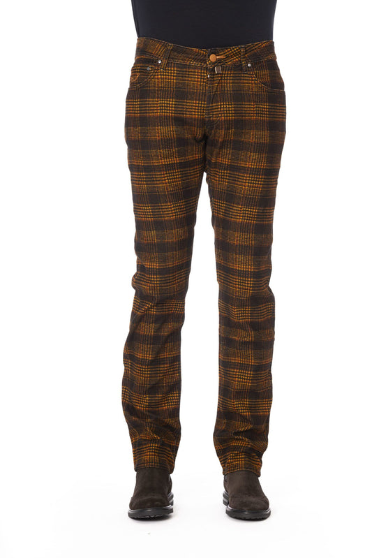 Orange Cotton Men's Jeans