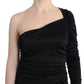 Elegant One-Sleeve Knee-Length Black Dress