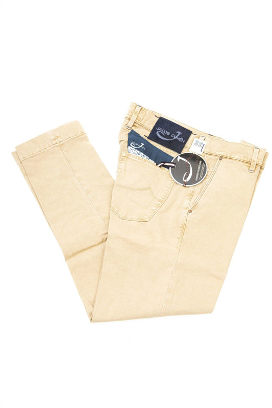 Beige Cotton Men Chino