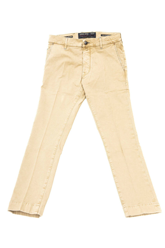 Beige Cotton Men Chino