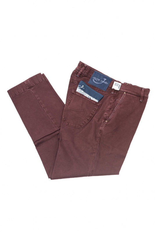Burgundy Cotton Men Chino Jeans