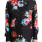 Elegant Floral Silk-Cotton Polo Blouse