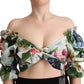 Chic Floral Open-Shoulder Crop Top