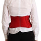 Elegant Red Silk Corset Belt Top