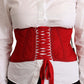 Elegant Red Silk Corset Belt Top
