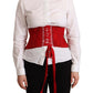 Elegant Red Silk Corset Belt Top
