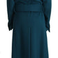 Elegant Blue Green Wool-Anogra Wrap Coat