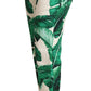 Elegant High Waist Leaf Print Trousers