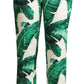 Elegant High Waist Leaf Print Trousers