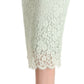Elegant Mint Green Lace Midi Skirt
