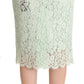 Elegant Mint Green Lace Midi Skirt